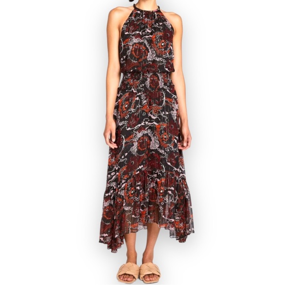 A.L.C. Dresses & Skirts - A.L.C. Black Metallic Floral Bardot Midi Dress